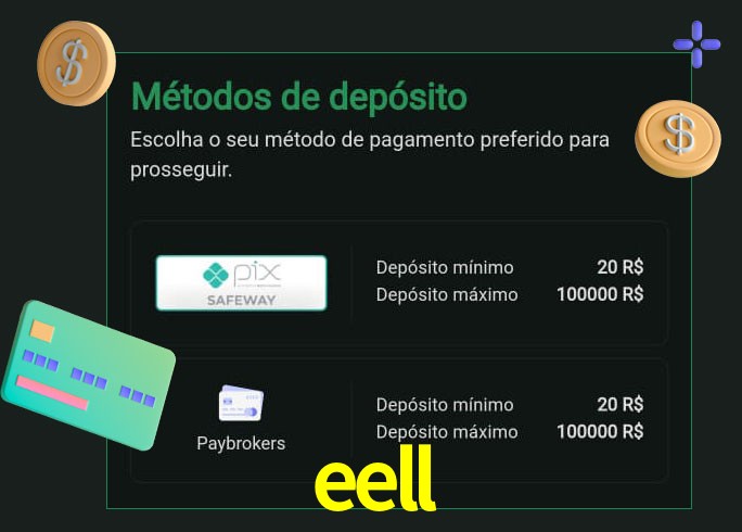 O cassino eell oferece uma grande variedade de métodos de pagamento